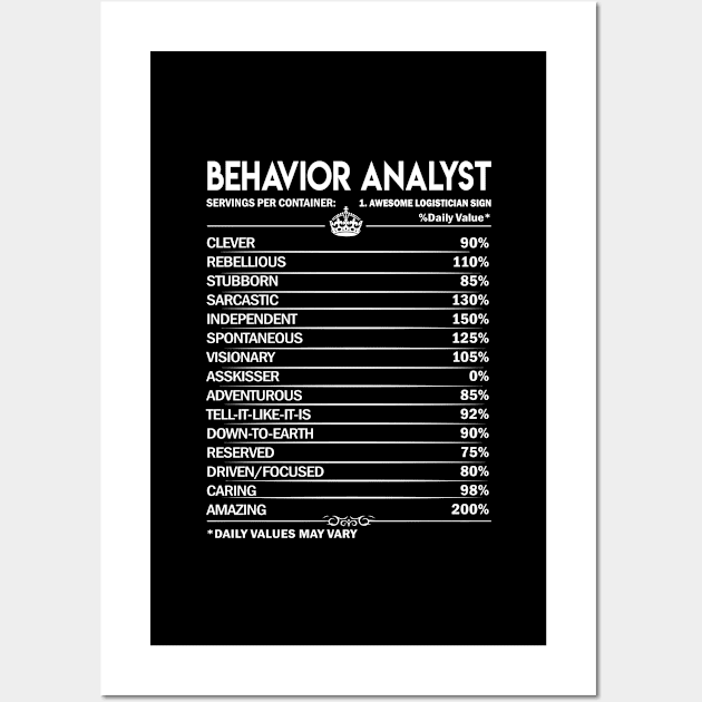 Behavior Analyst T Shirt - Daily Factors 2 Gift Item Tee Wall Art by Jolly358